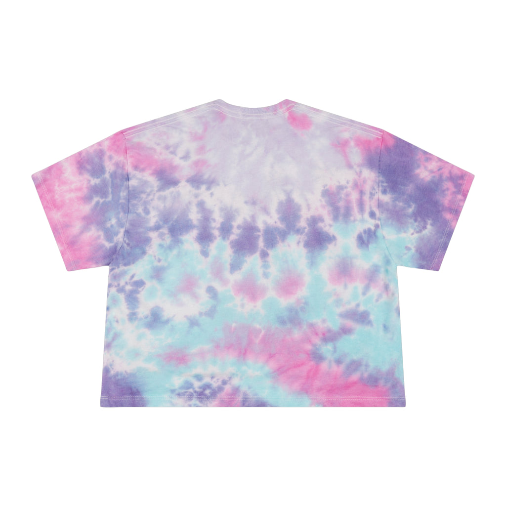Tie-Dye Crop Tee — "Coffee Dogs Good Vibes" Graphic