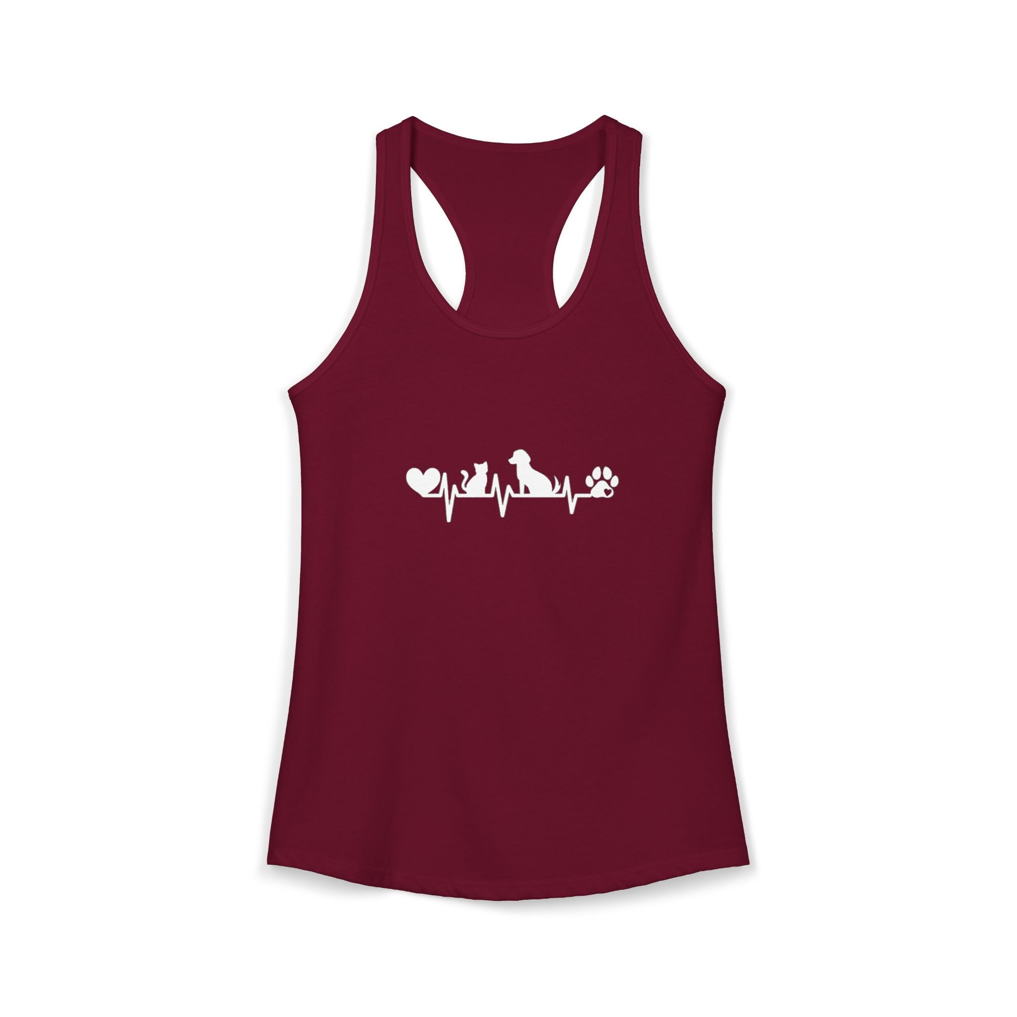 Dog-Cat Heartbeat Racerback Tank