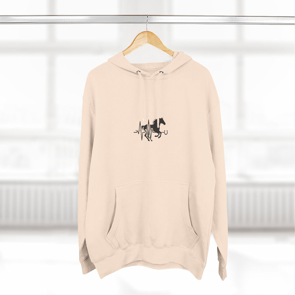 Horse Heartbeat Hoodie — Minimal Equestrian Fleece Pullover