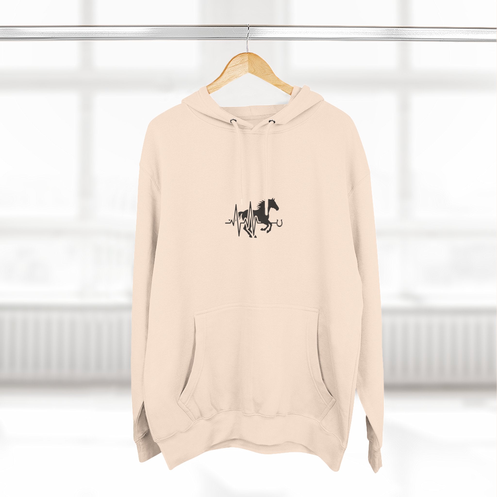 Horse Heartbeat Hoodie — Minimal Equestrian Fleece Pullover