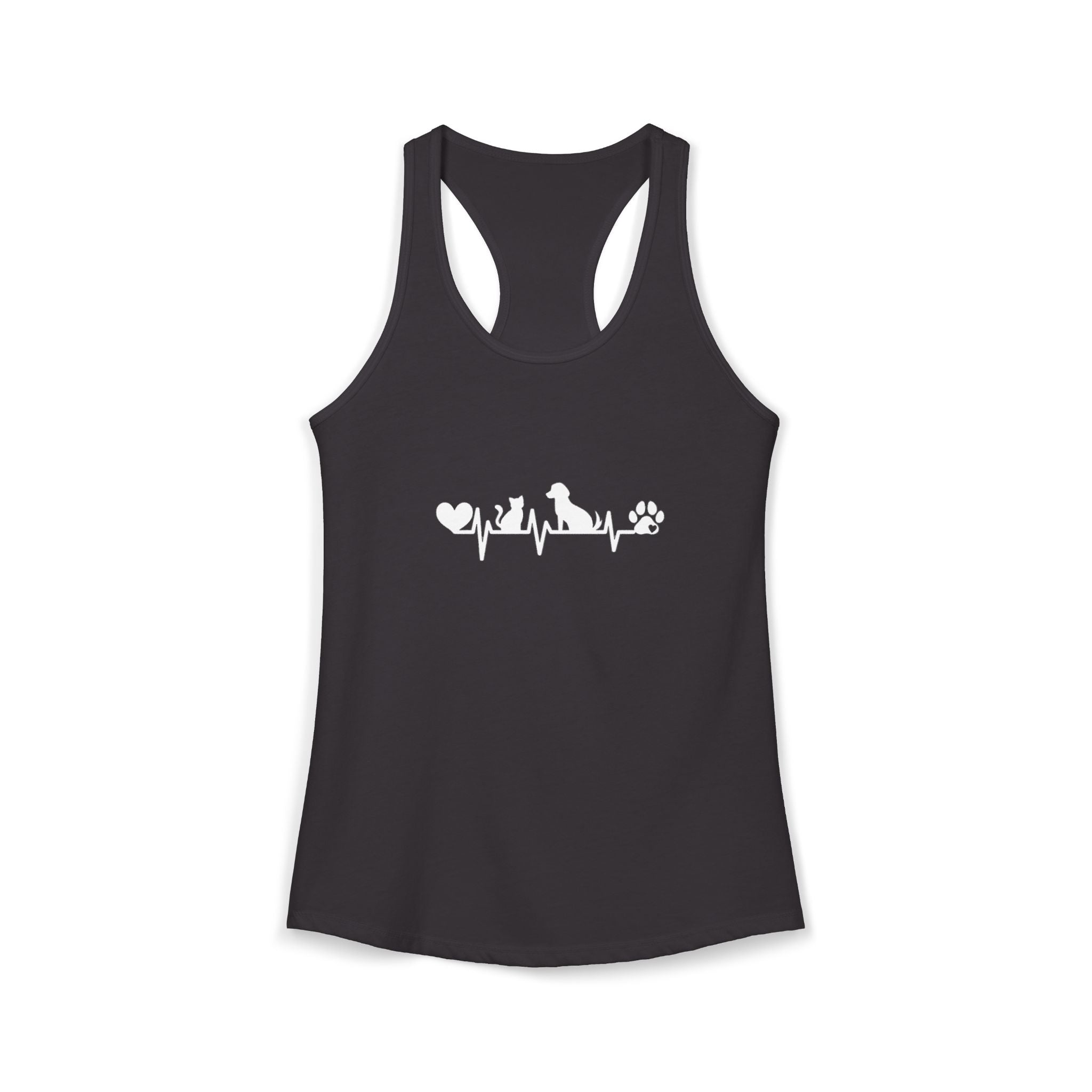 Dog-Cat Heartbeat Racerback Tank