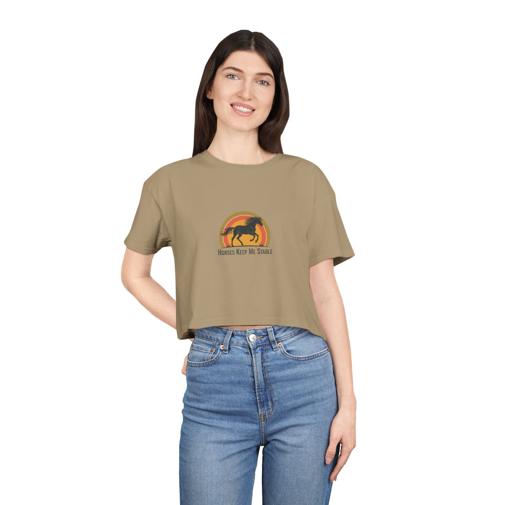 Vintage Sunset Horse- Crop Top Tee