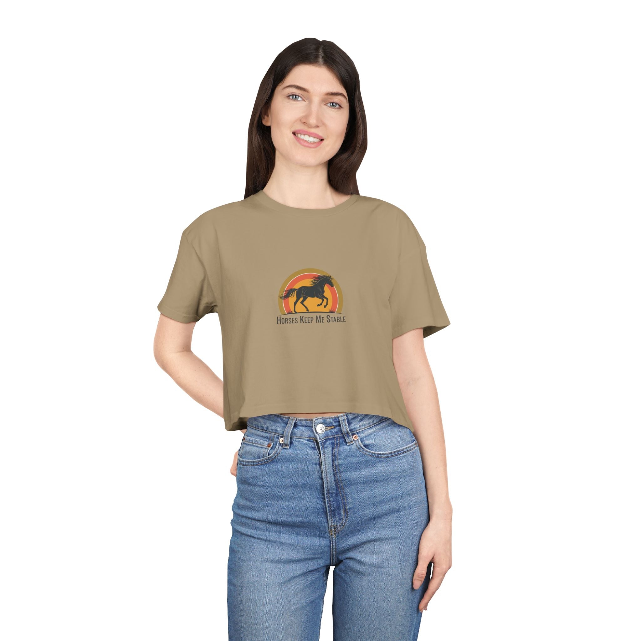 Vintage Sunset Horse- Crop Top Tee