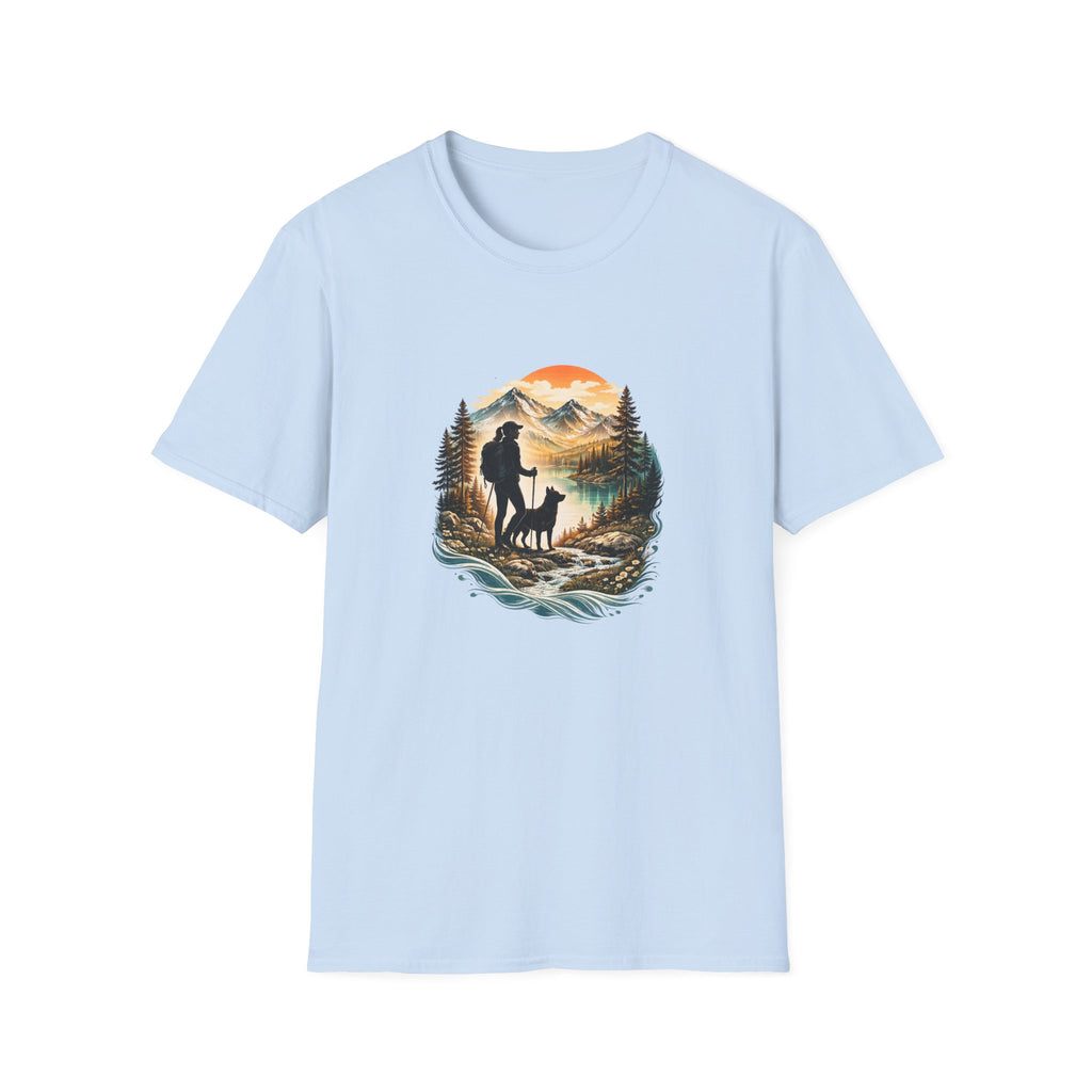 Women’s Hiking with Dog Mountain Sunset T-Shirt