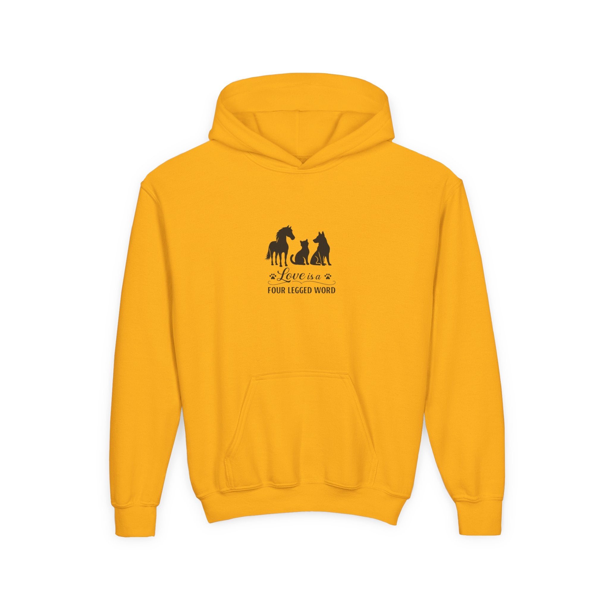 Kids Hoodie — "Love is a Four Legged Word" Animal Support