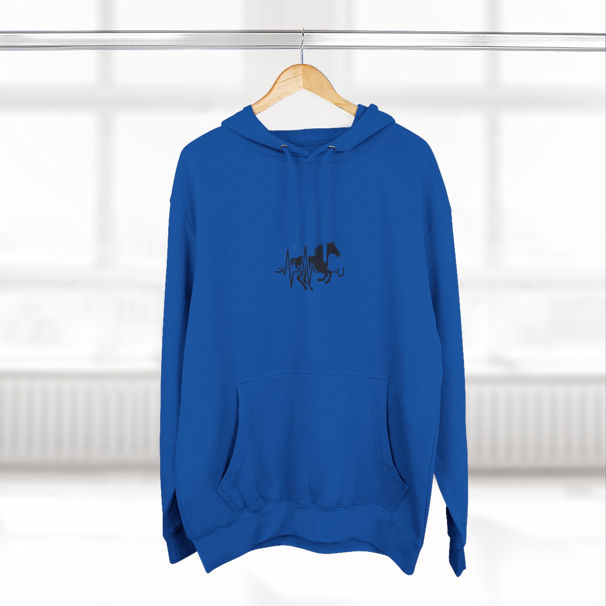 Horse Heartbeat Hoodie — Minimal Equestrian Fleece Pullover