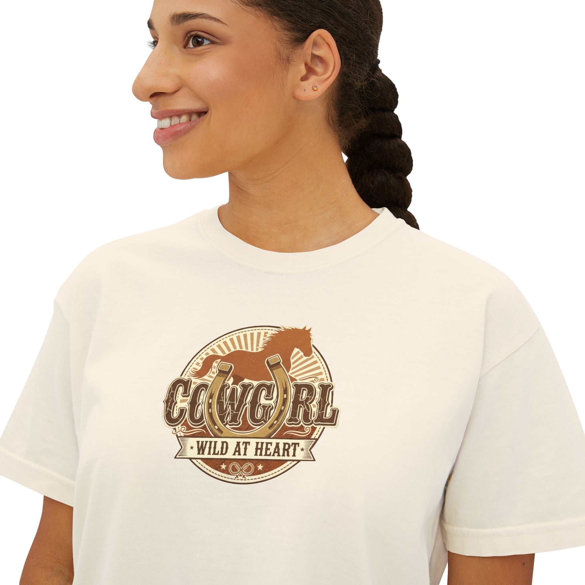 Cowgirl 'Wild At Heart' Boxy Tee — Women's Cowgirl T-Shirt