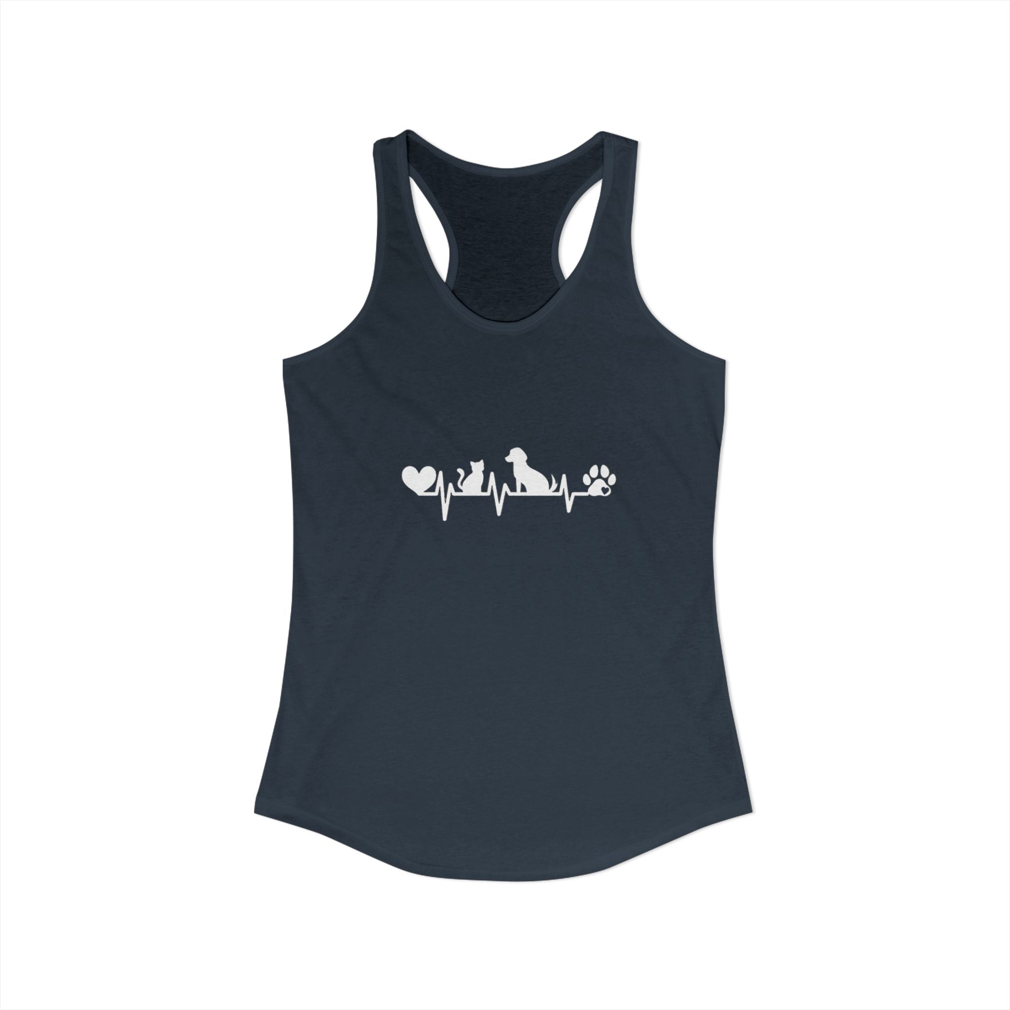Dog-Cat Heartbeat Racerback Tank