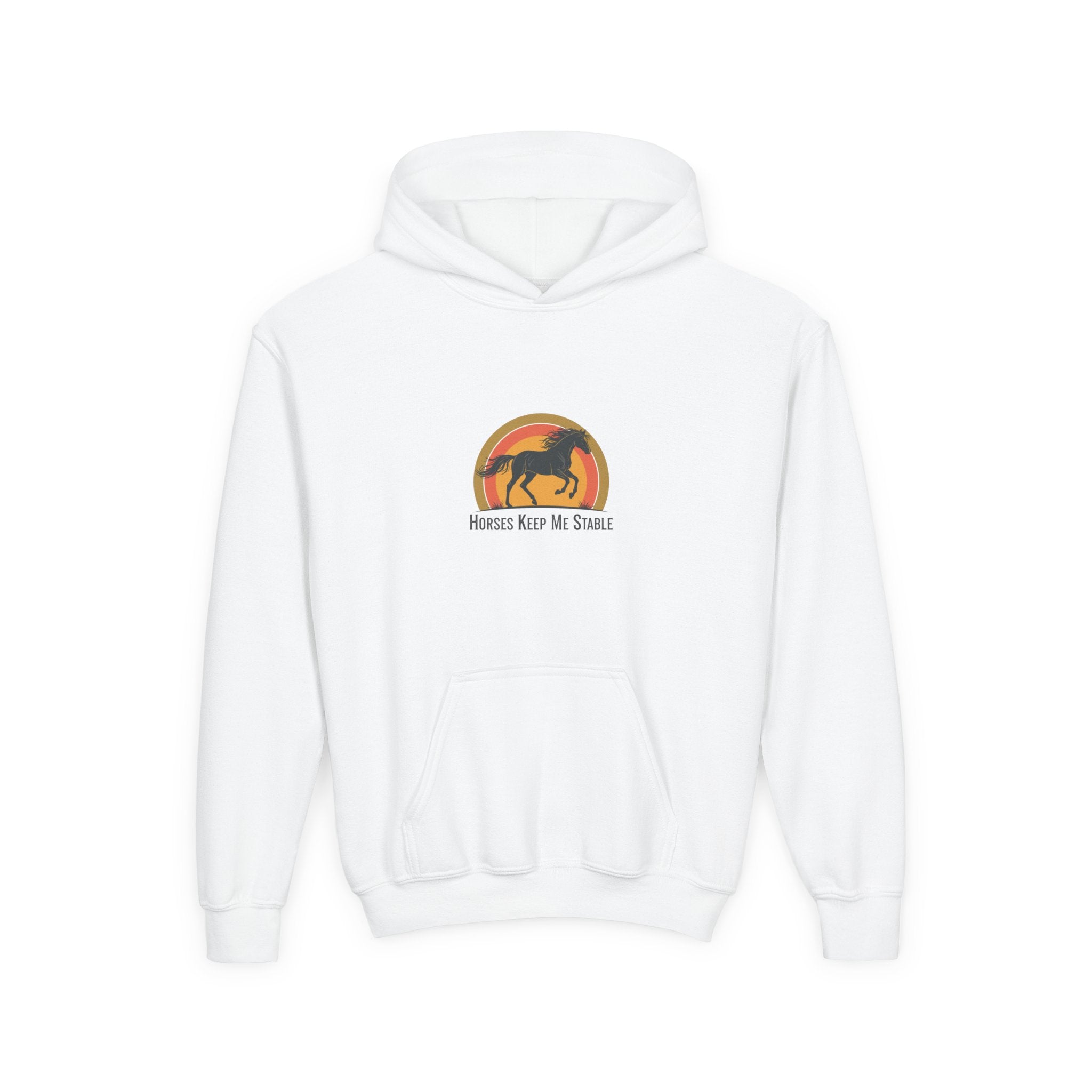 Kids Hoodie — "Horses Keep Me Stable" Youth Horse Lover Sweatshirt