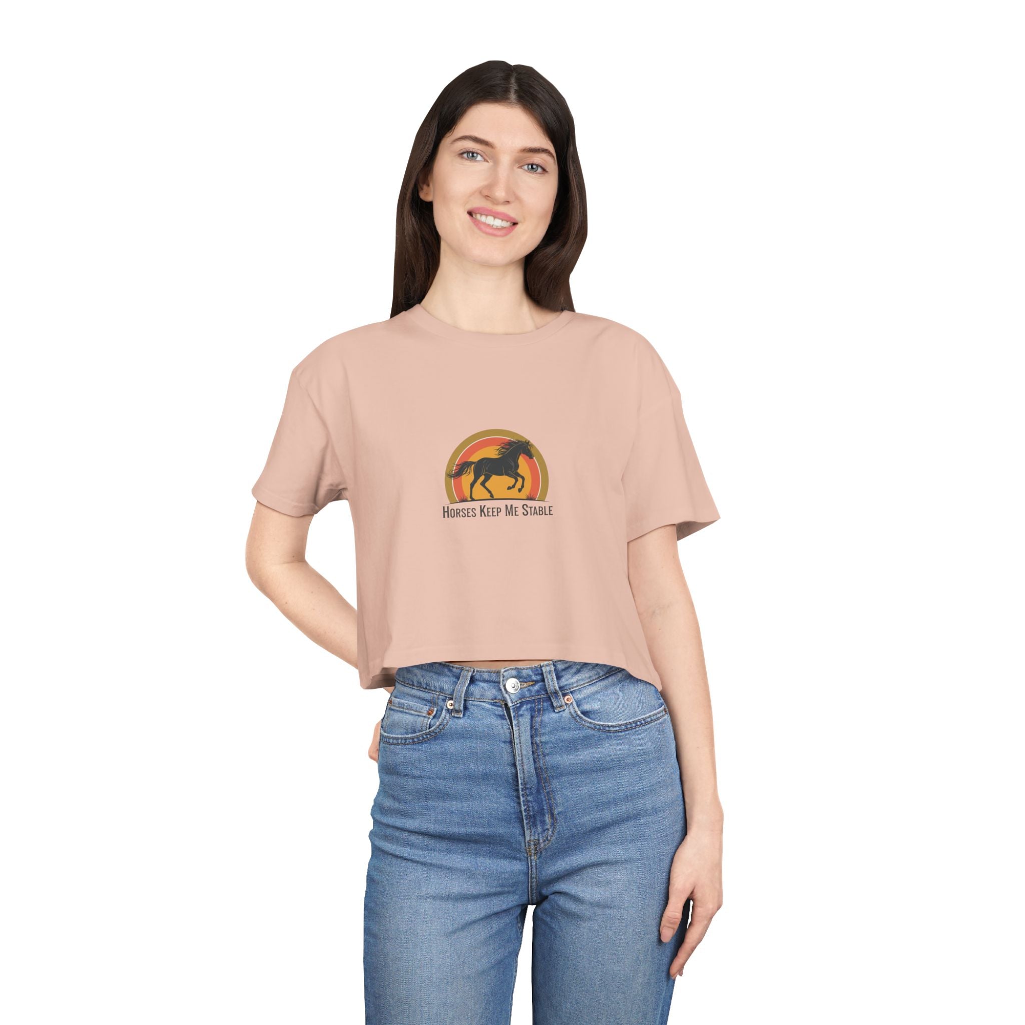 Vintage Sunset Horse- Crop Top Tee