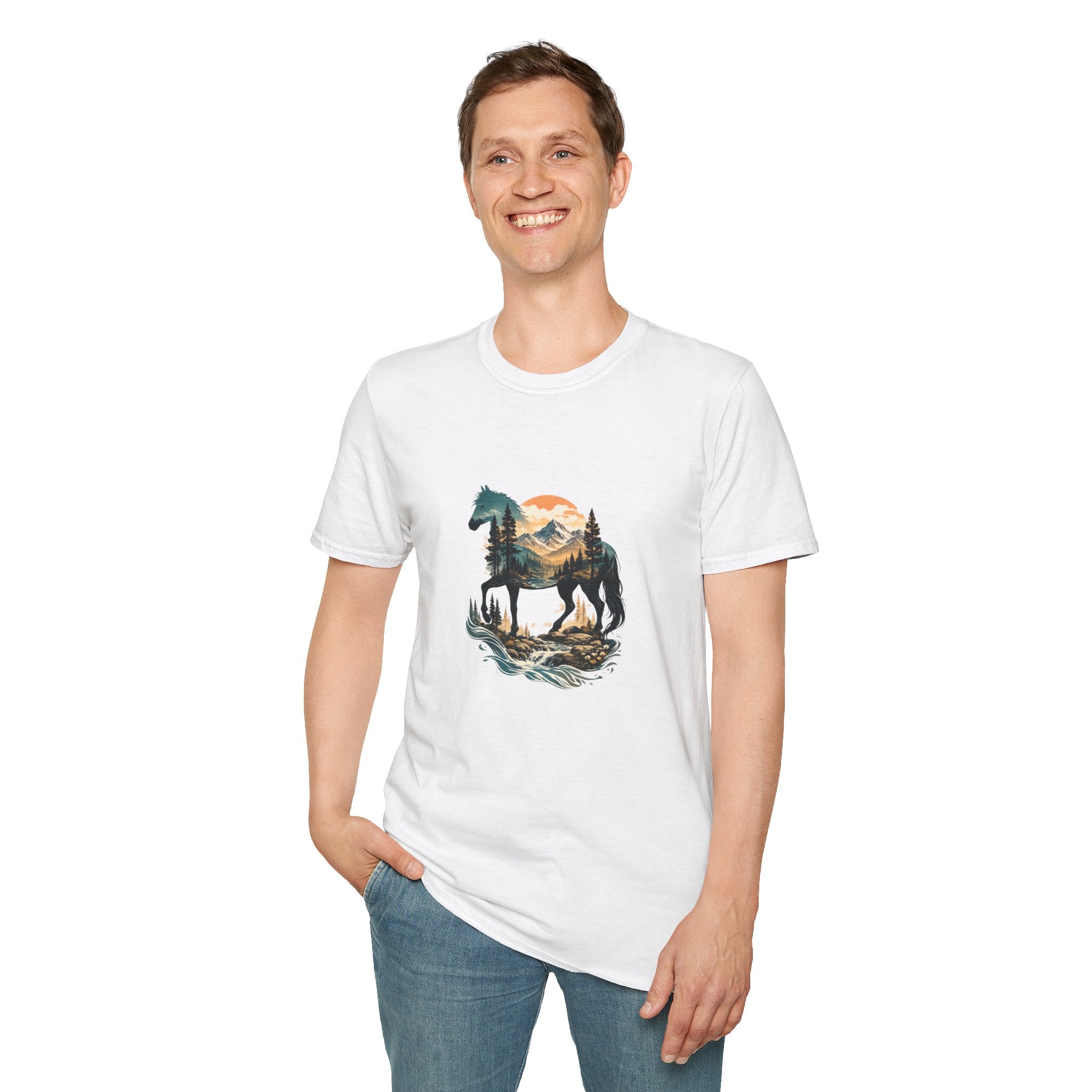 Sunset Mountain Horse T-Shirt — Horse in the Mountains at Sunset Comfy Tee