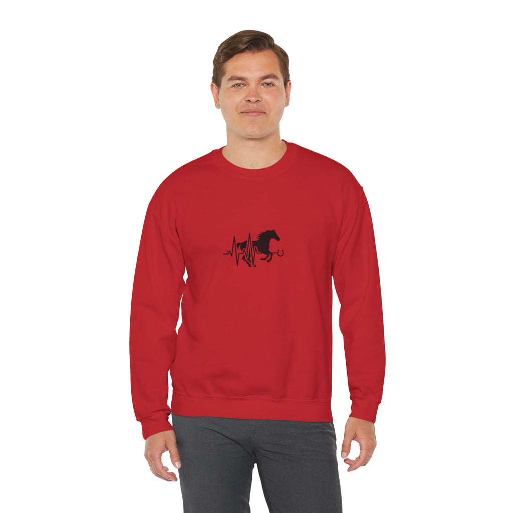 Horse Heartbeat Crewneck Sweatshirt — Equestrian Horse Love Graphic