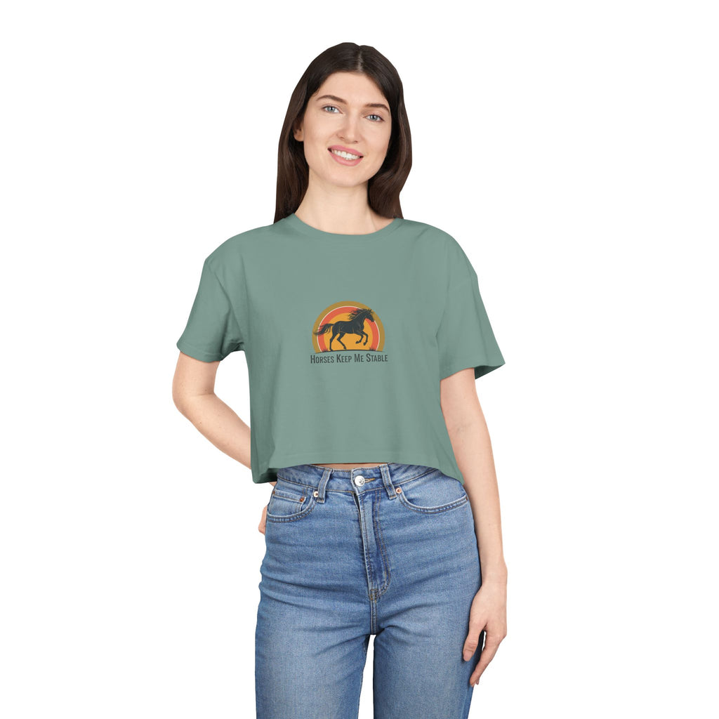 Vintage Sunset Horse- Crop Top Tee