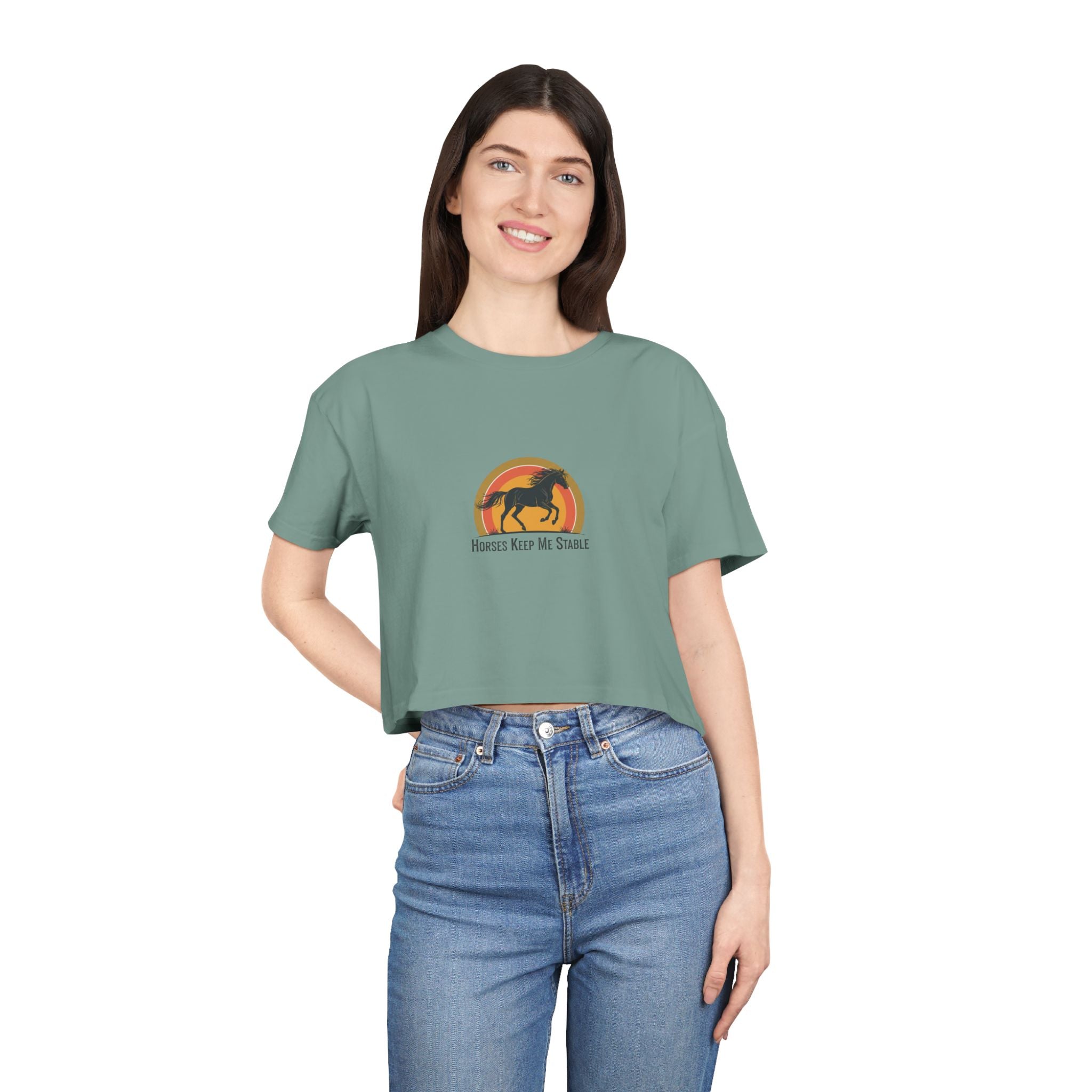 Vintage Sunset Horse- Crop Top Tee