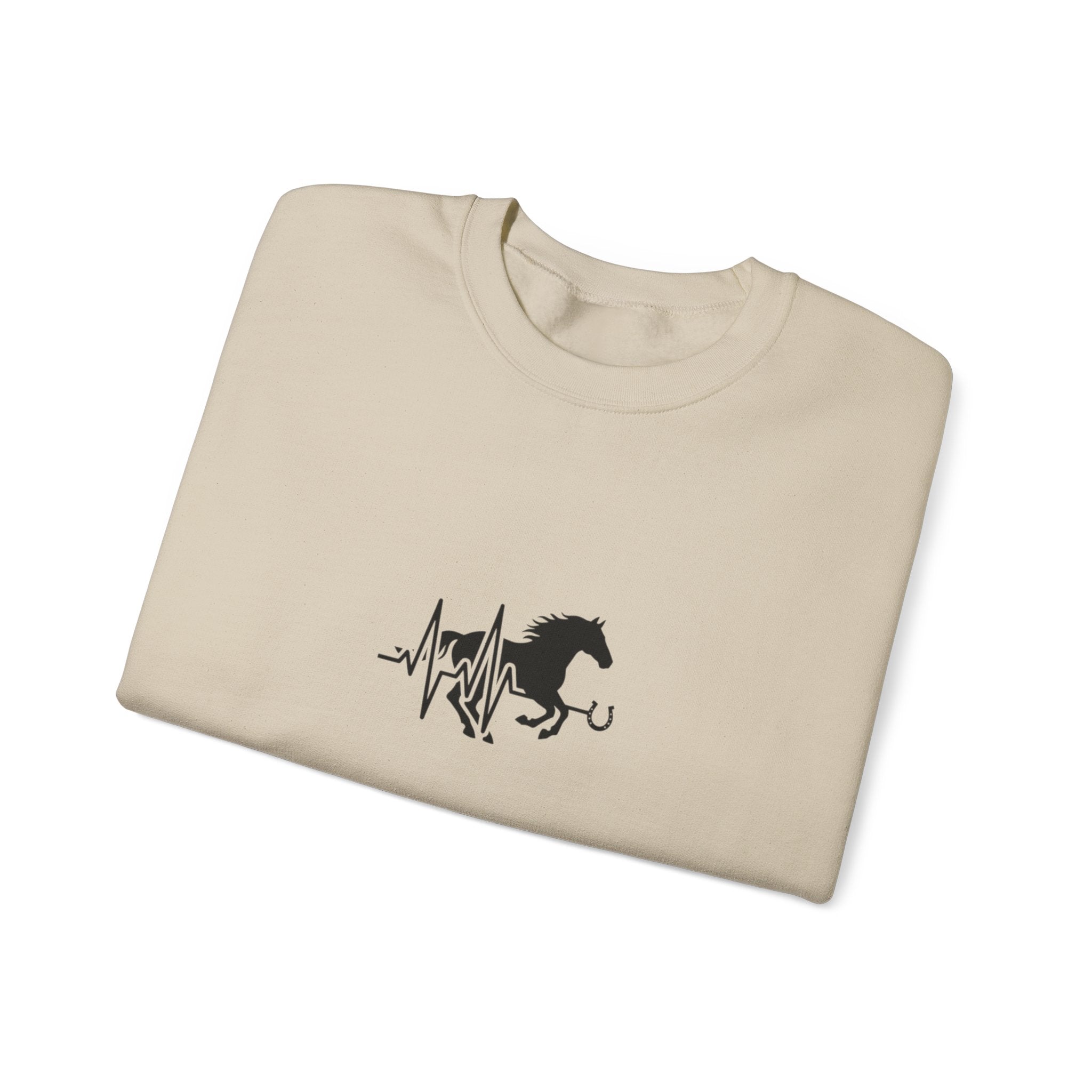 Horse Heartbeat Crewneck Sweatshirt — Equestrian Horse Love Graphic
