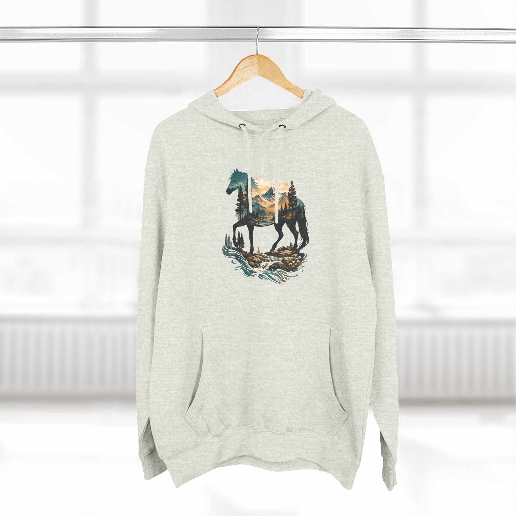 Horse Sunset Mountain Hoodie — Three-Panel Fleece