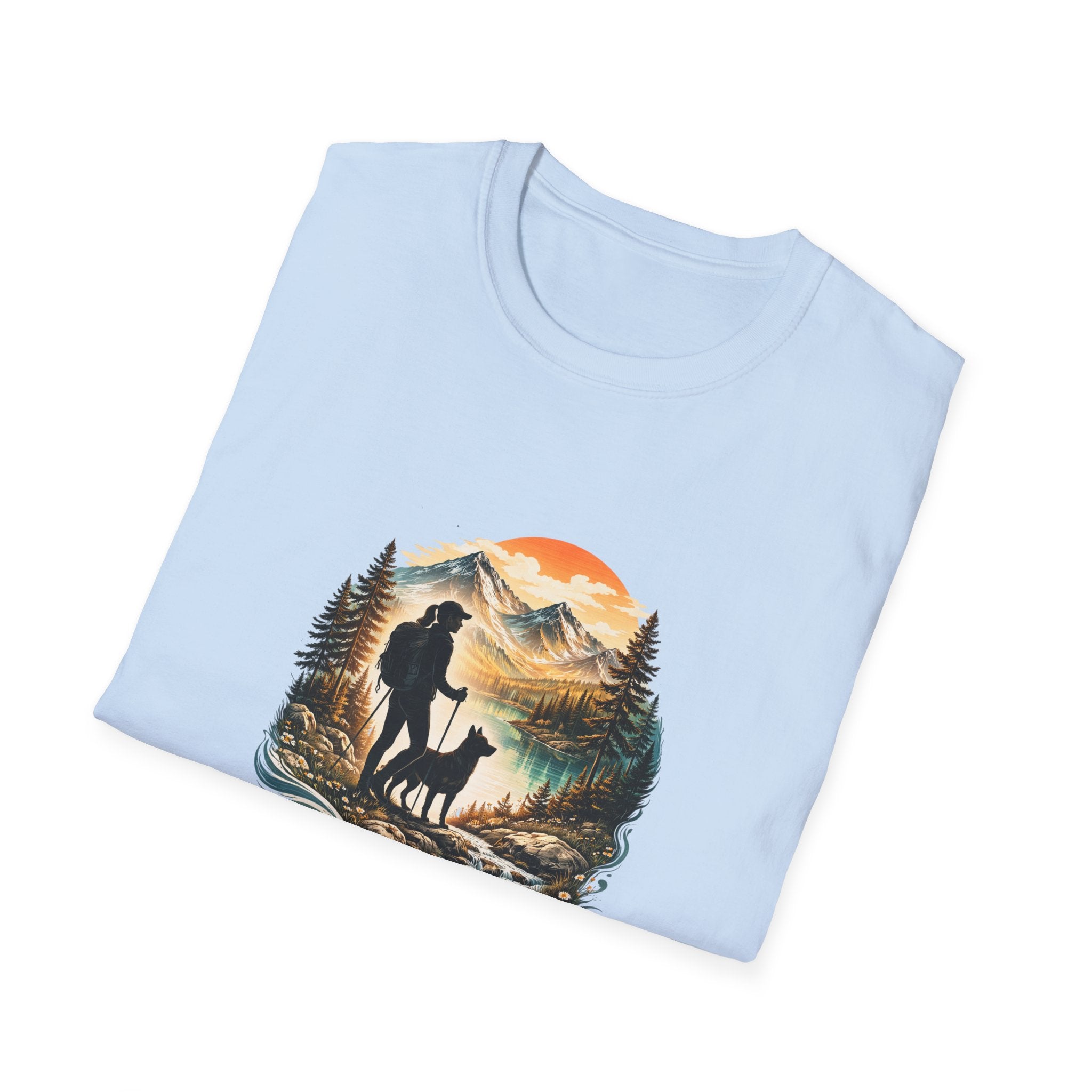 Women’s Hiking with Dog Mountain Sunset T-Shirt