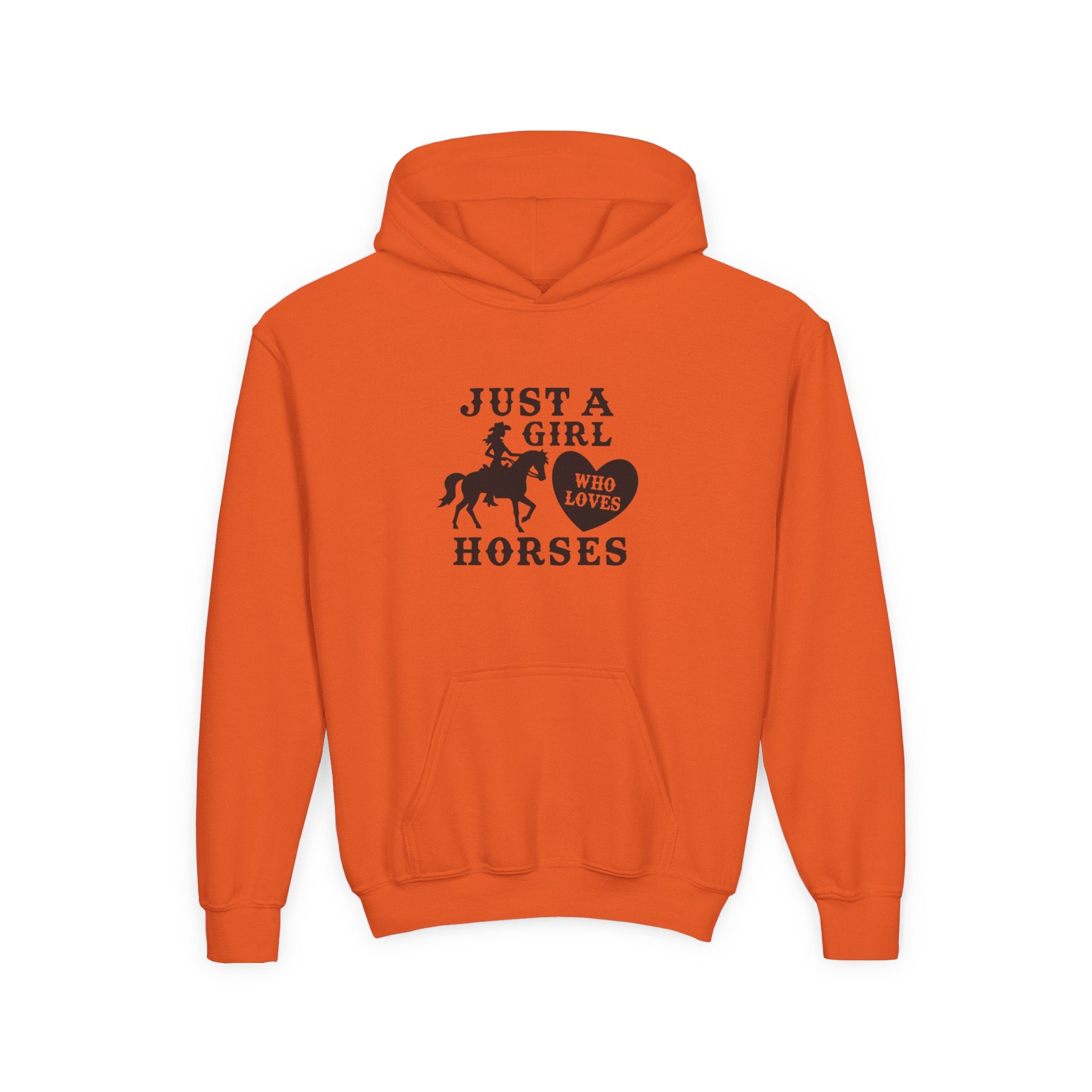 Girls' Horses Hoodie – "Just a Girl Who Loves Horses" Youth Sweatshirt