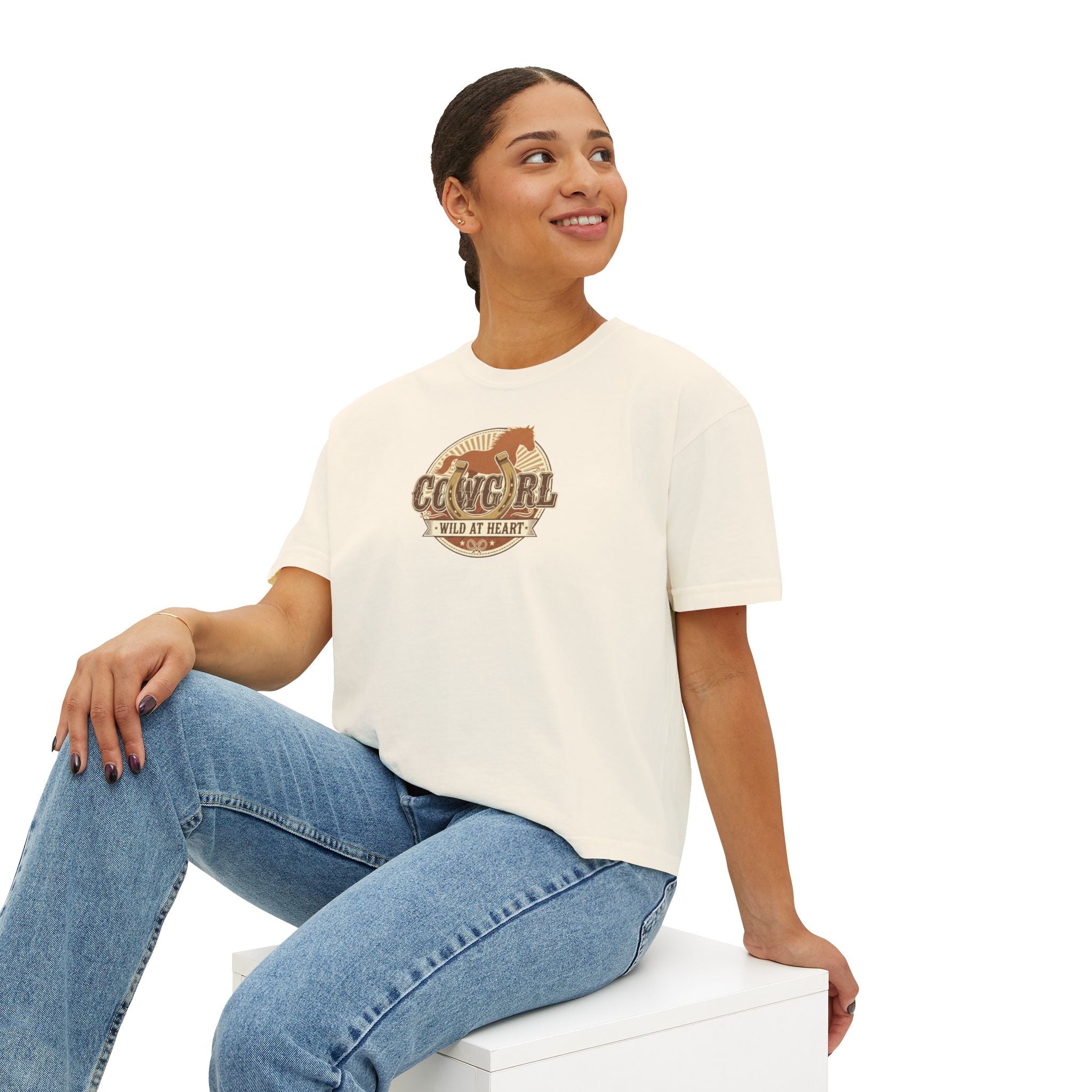 Cowgirl 'Wild At Heart' Boxy Tee — Women's Cowgirl T-Shirt