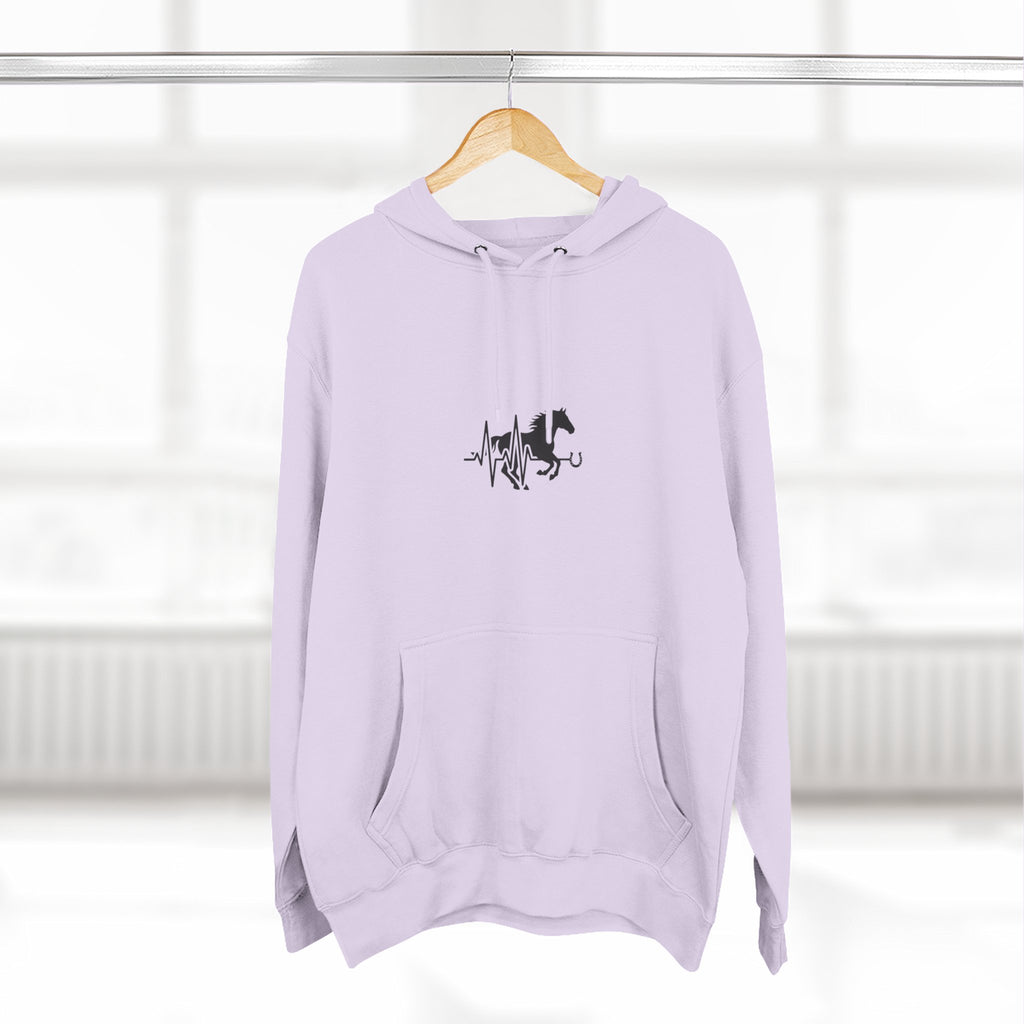 Horse Heartbeat Hoodie — Minimal Equestrian Fleece Pullover