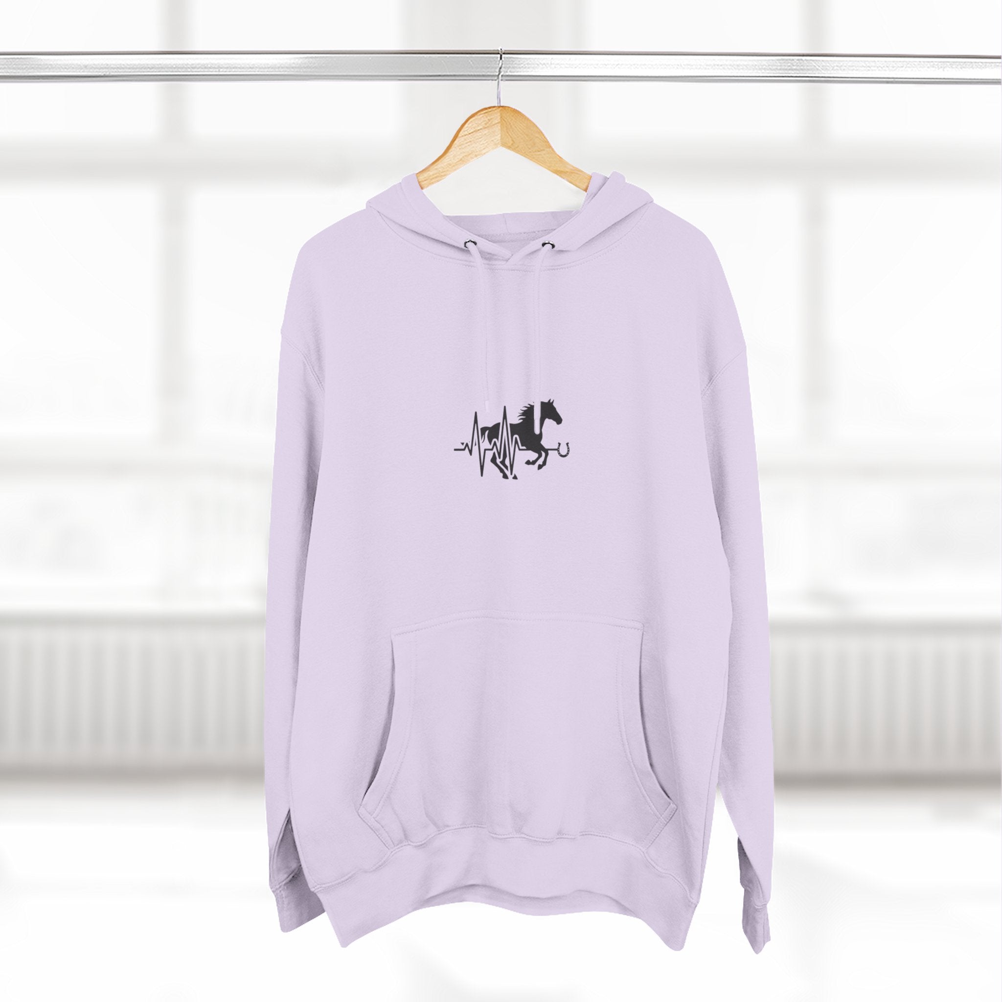 Horse Heartbeat Hoodie — Minimal Equestrian Fleece Pullover