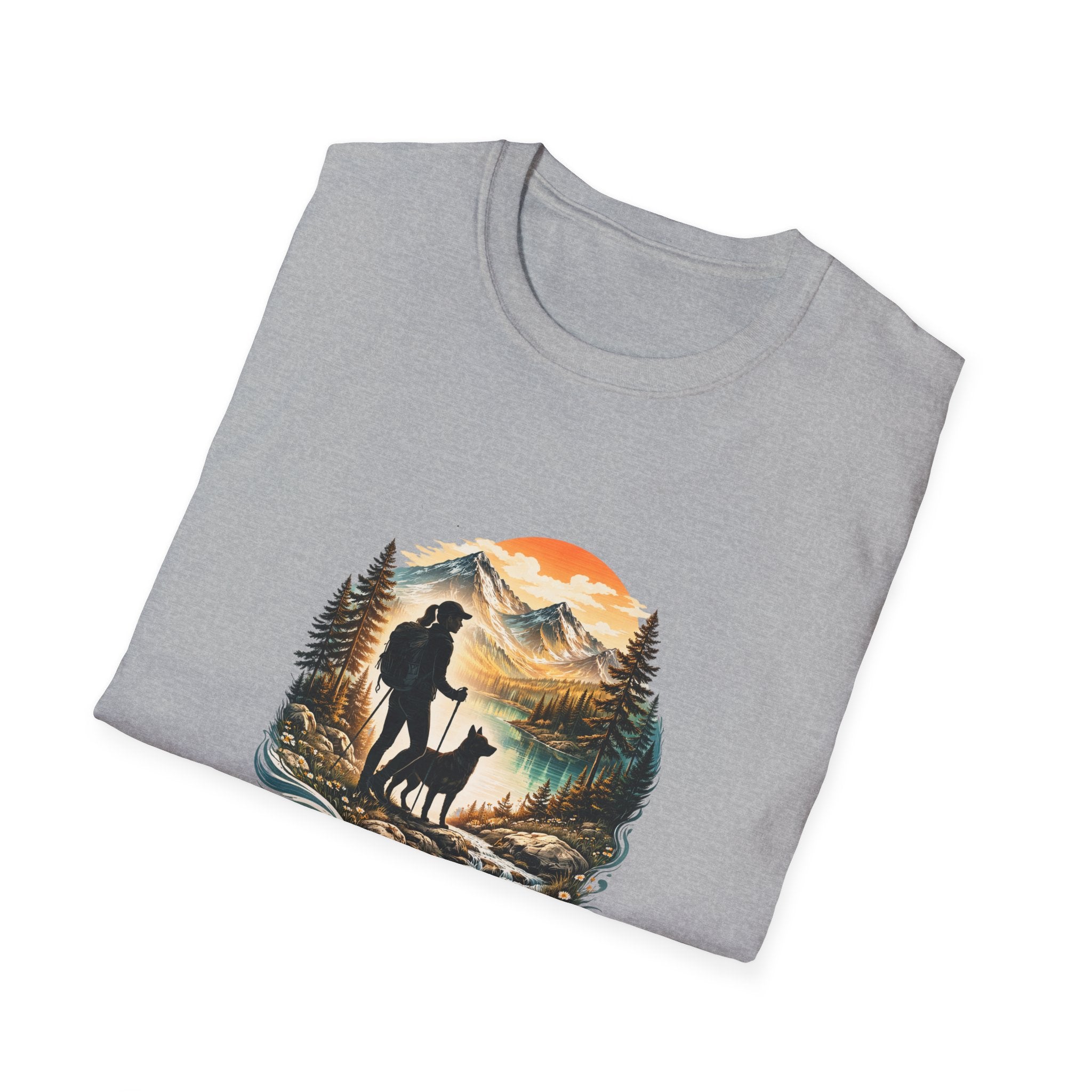 Women’s Hiking with Dog Mountain Sunset T-Shirt