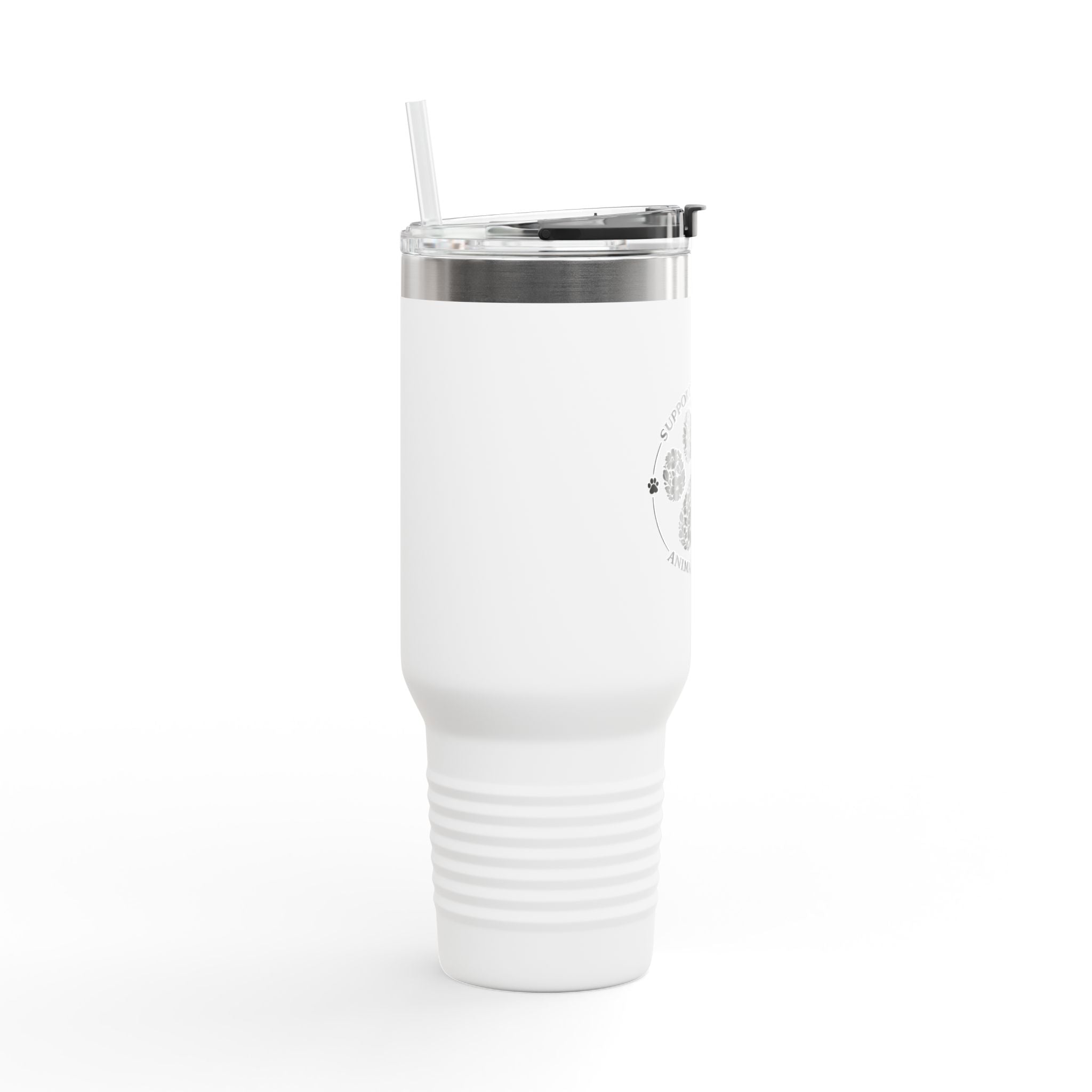 40oz Insulated Travel Mug — "Support Your Local Animal Shelter" Paw Print Design