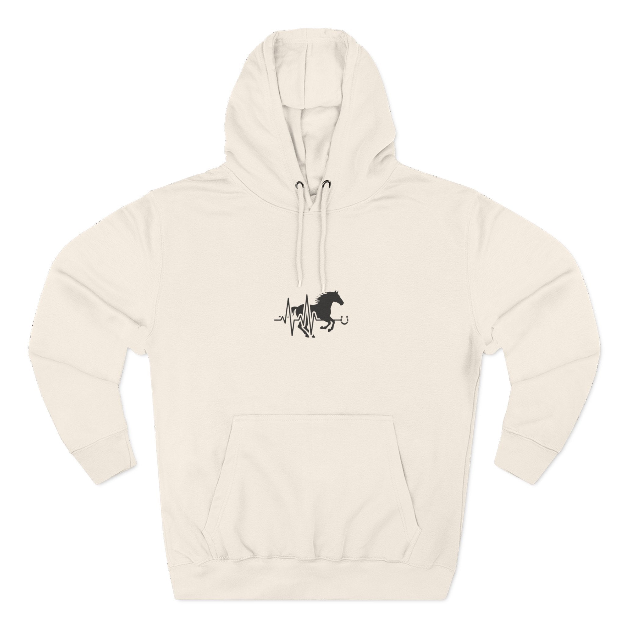 Horse Heartbeat Hoodie — Minimal Equestrian Fleece Pullover