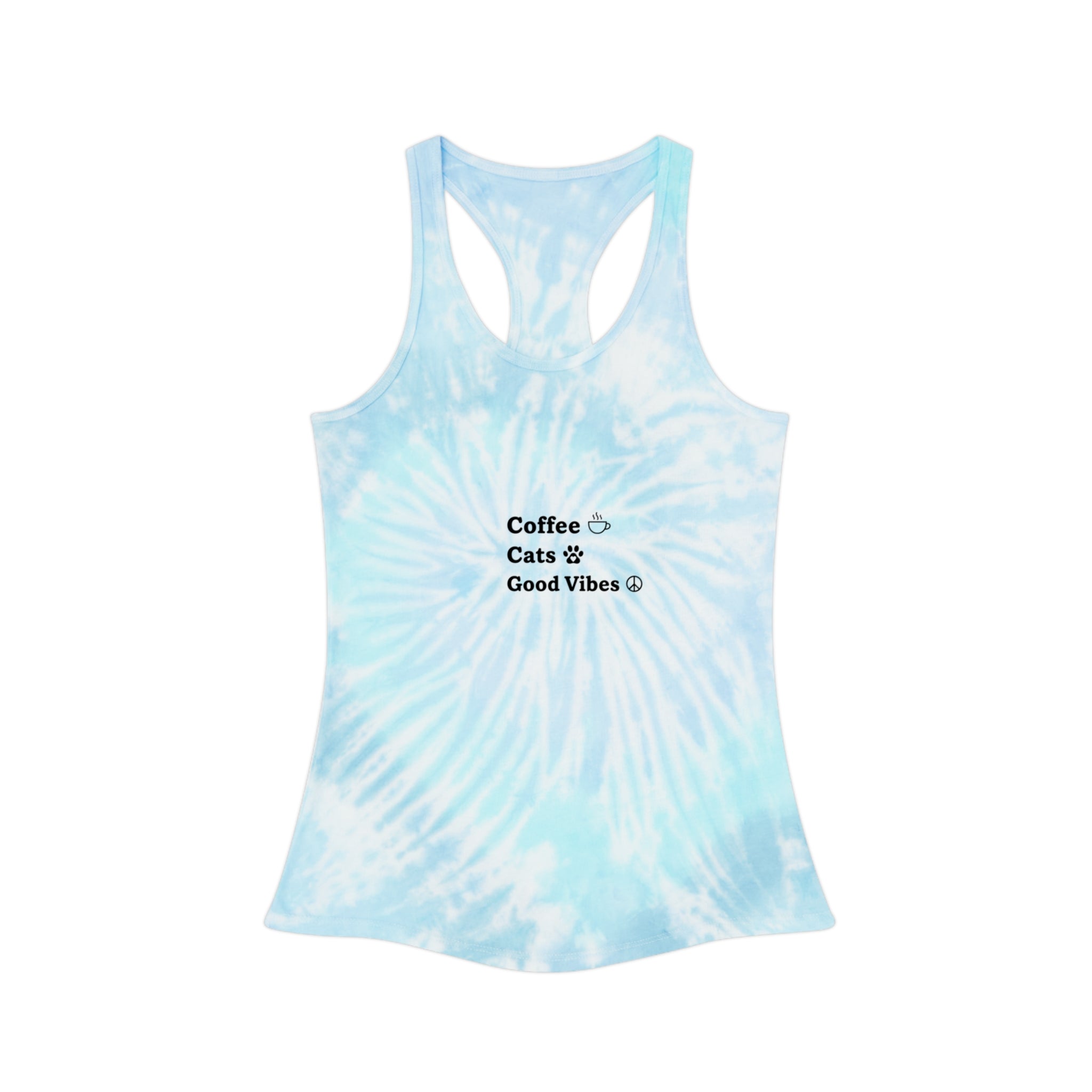 "Coffee  Cats  Good Vibes " Racerback tank