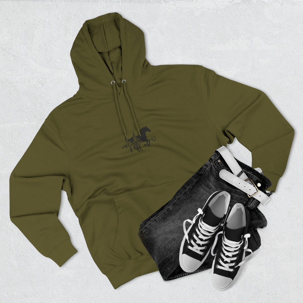 Horse Heartbeat Hoodie — Minimal Equestrian Fleece Pullover