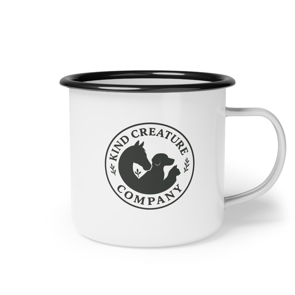 Kind Creature Company Enamel Camp Cup — Vintage Animal Logo Camping Mug