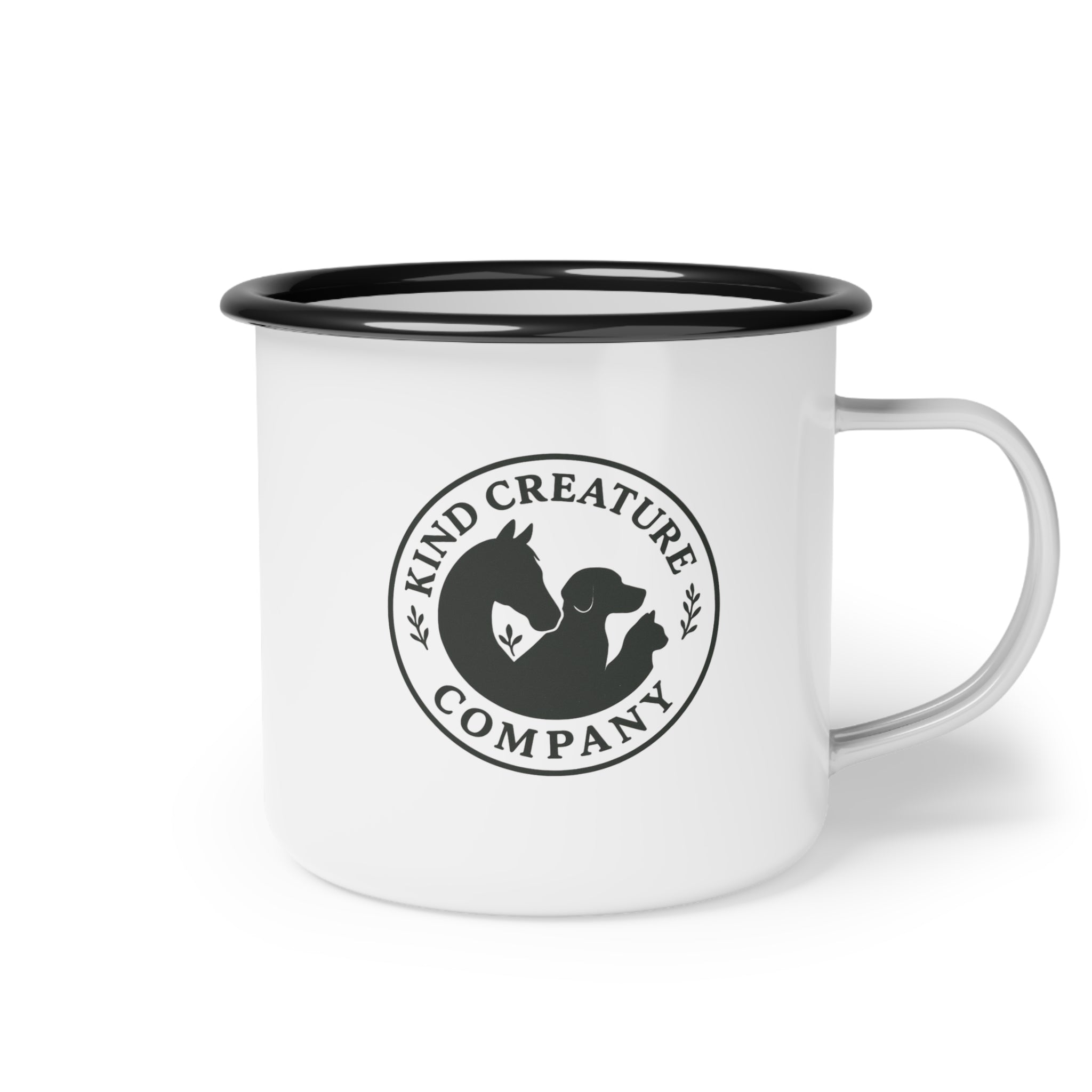 Kind Creature Company Enamel Camp Cup — Vintage Animal Logo Camping Mug