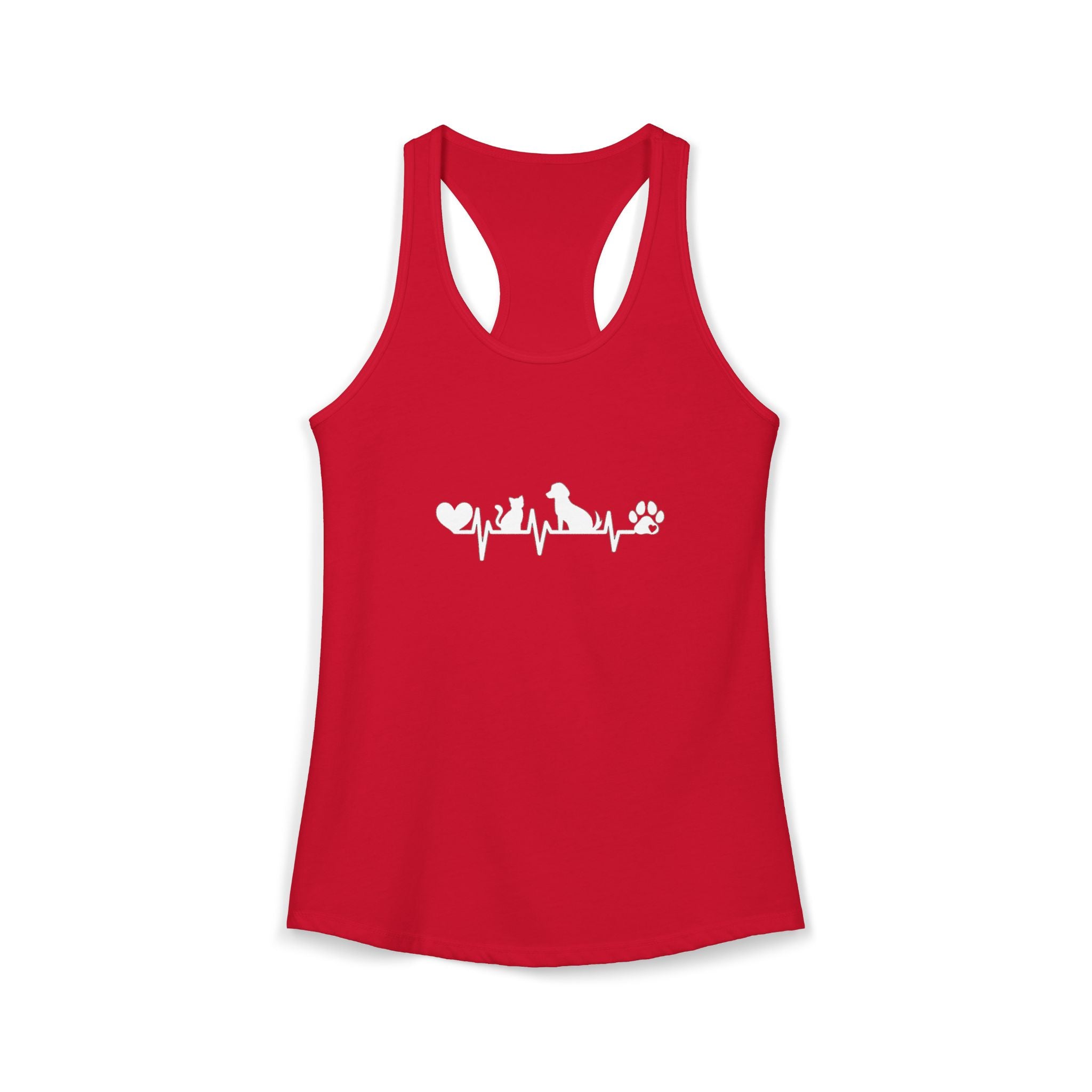 Dog-Cat Heartbeat Racerback Tank