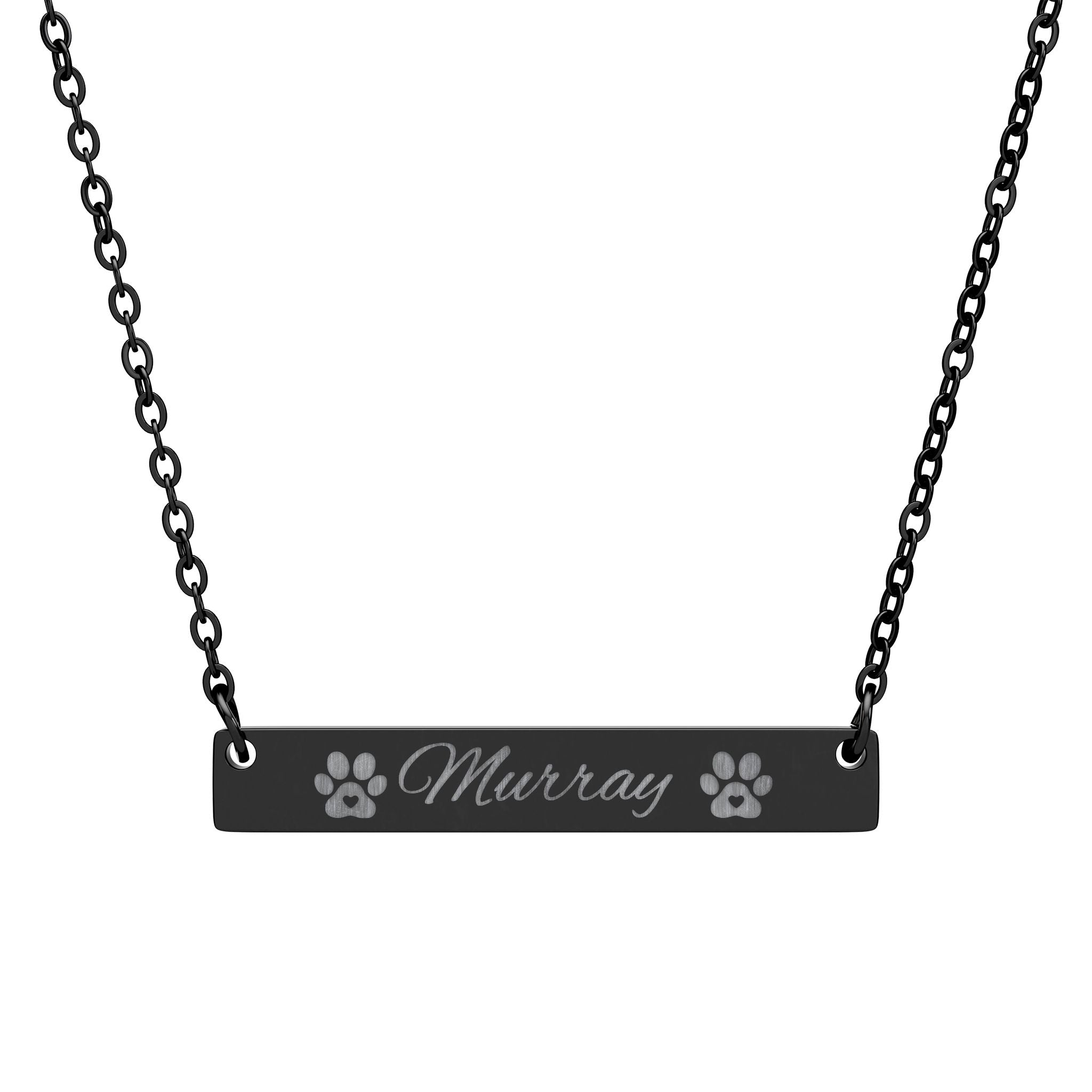 Engravable Paw Bar Necklace — Personalized Horizontal Name Necklace